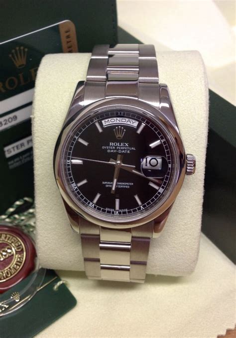 rolex day-date 118209 white gold black baton|Buy Used Rolex Day.